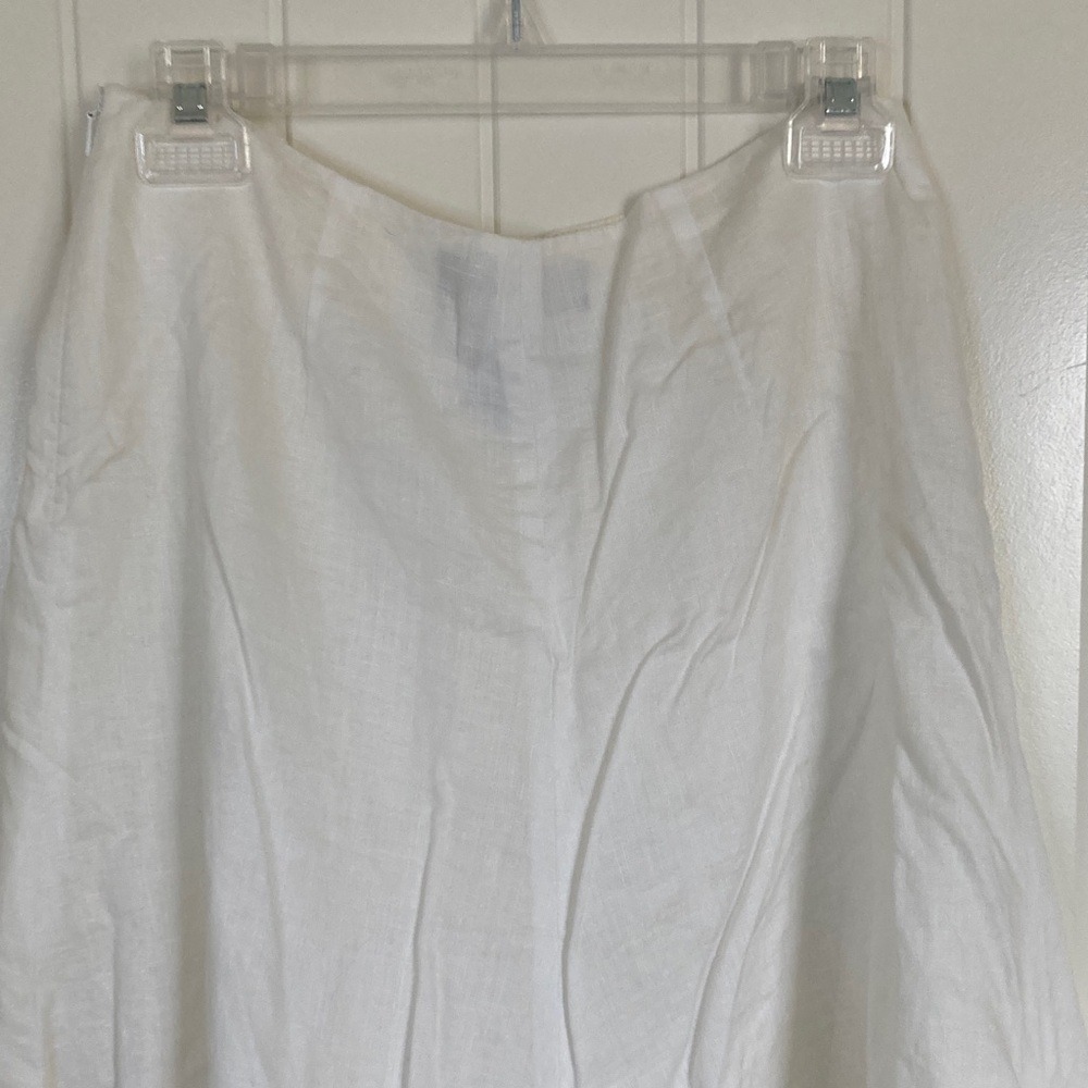 Banana Republic Factory Womens White Linen Lace Hem Skirt Size 4 Classic A‎ Line - Picture 11 of 16